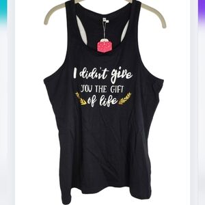 NWT PatPat Black Tank XL Racerback Life Quote 2601-i